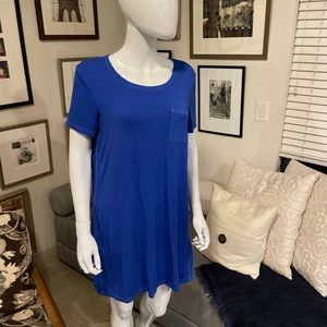 Splendid Royal Blue Cotton Tee Shirt Dress with Pocket